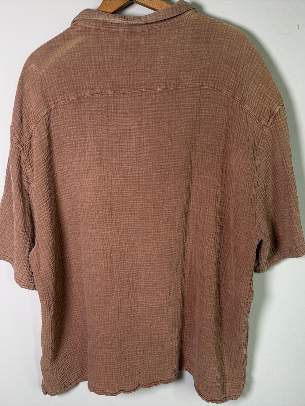 Earthbound Gauze Cotton Button Down Shirt Taupe Mocha Boho Coastal XXL - Picture 3 of 6
